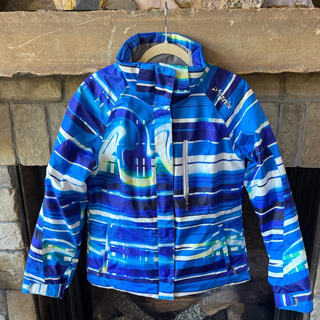 Phenix Like New Blue Striped Winter Thunderon Diginite Thermo Ski Jacket. Sz 10